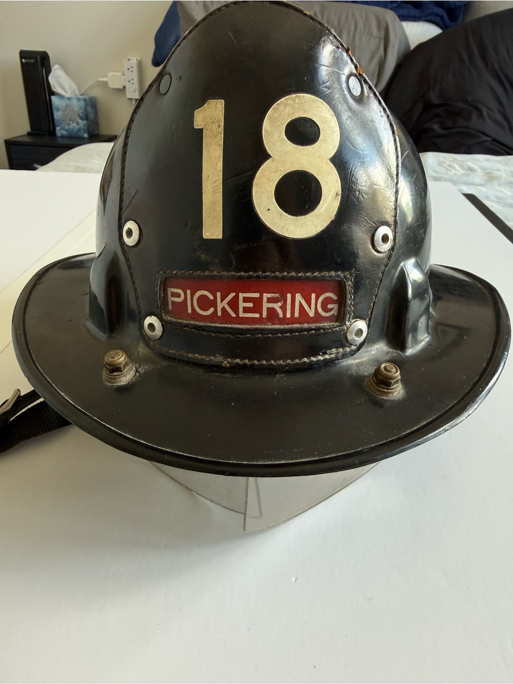 Black Retro Genuine  Pickering 18  Fire Helmet